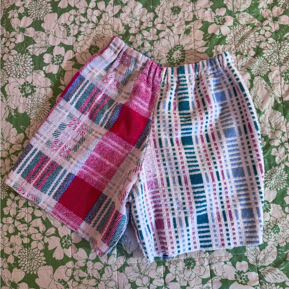 Vintage High Waist Terry Cloth Shorts Handmade Beach Towel Coverup Large - Picture 2 of 8